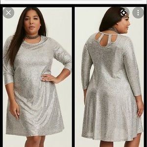 Torrid silver dress with lining